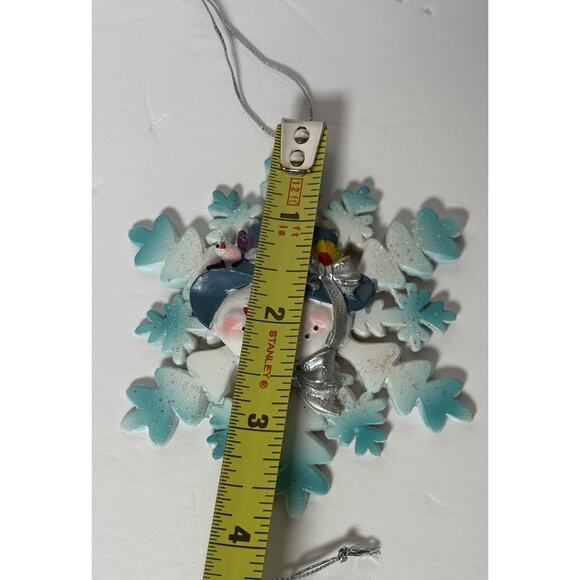 Lot of 4 Snowman Snowflake Blue White Silver Hats 4" Figurine Ornament - Picture 7 of 8